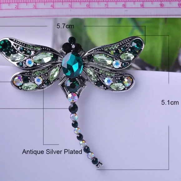 VQ🌟HOST PICK🌟Rhinestones Dragonfly Brooch - Picture 3 of 6